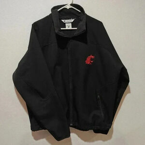 Columbia WSU Wazzu University Jacket Men's XL Black Soft Shell Full Zip